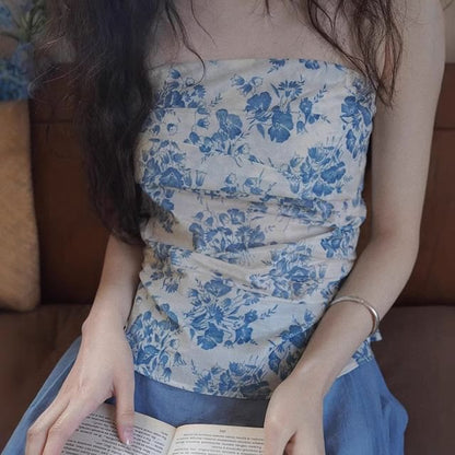 Print Floral Top Tube Sleeveless