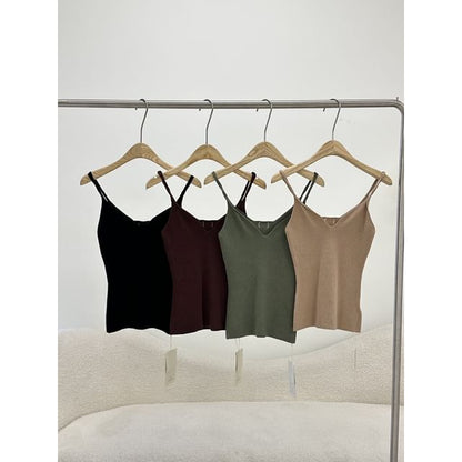 Spaghetti Plain Neck Top Scoop Camisole Strap