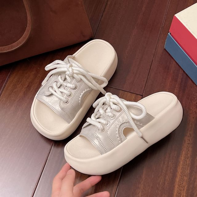 Sandals Slide Lace-Up Platform