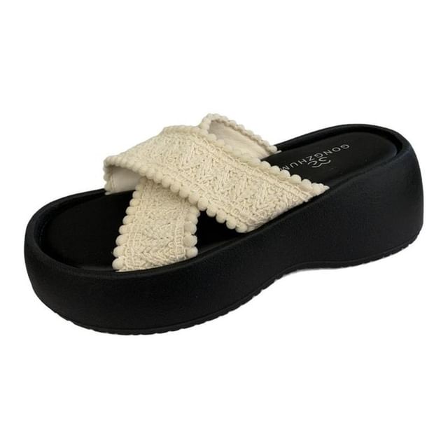 Cross Platform Strap Sandals Slide