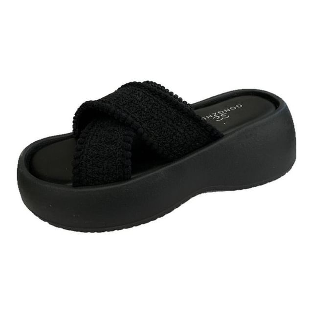 Cross Platform Strap Sandals Slide