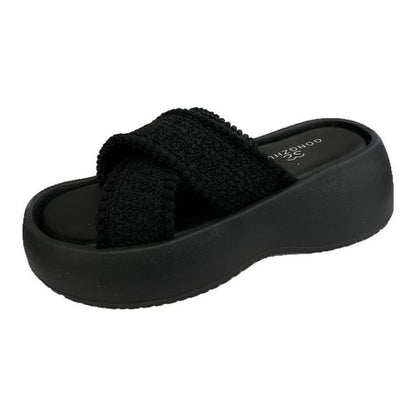 Cross Platform Strap Sandals Slide