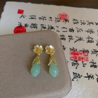 Floral Faux Earring Drop Jade