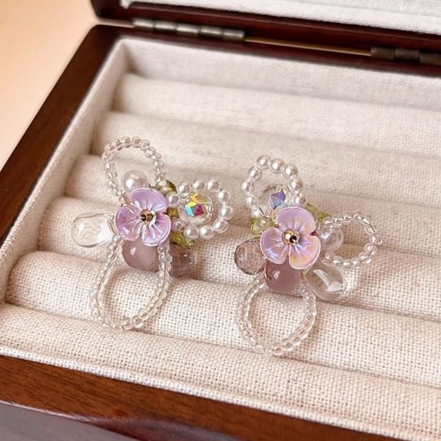 Stud Earring Beaded Floral