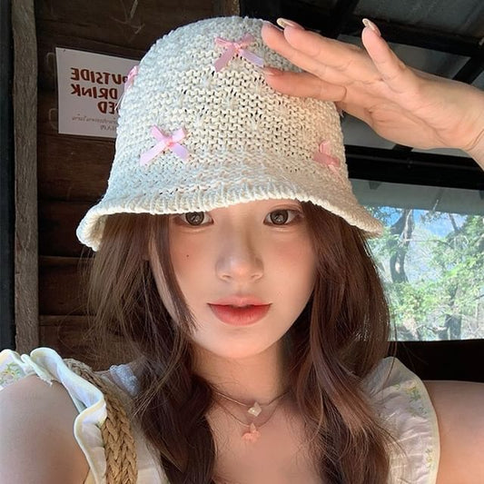 Cloche Hat Woven Bow