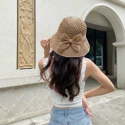 Hat Bow Straw Bucket