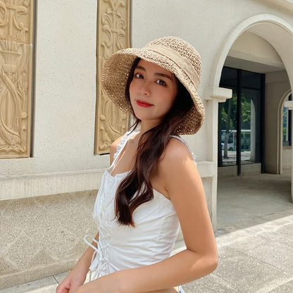 Hat Bow Straw Bucket