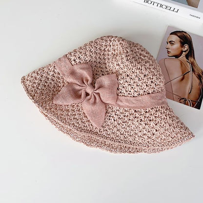 Hat Bow Straw Bucket