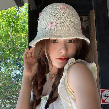 Cloche Hat Woven Bow