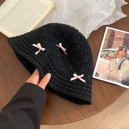 Cloche Hat Woven Bow