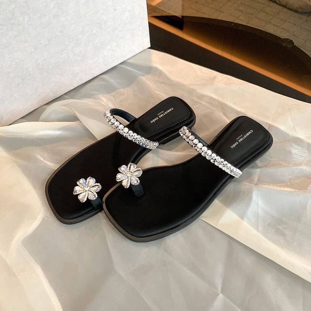 Sandals Flower Toe Rhinestone Loop
