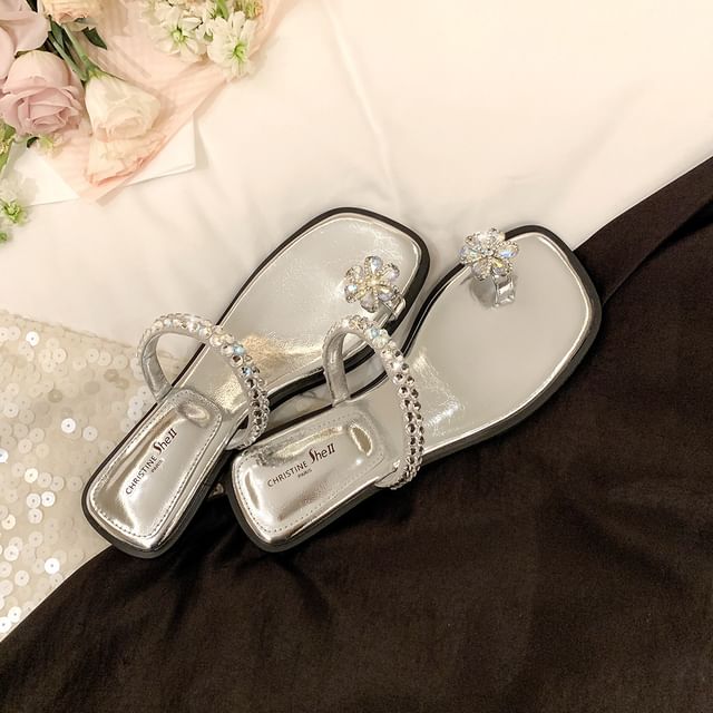 Sandals Flower Toe Rhinestone Loop