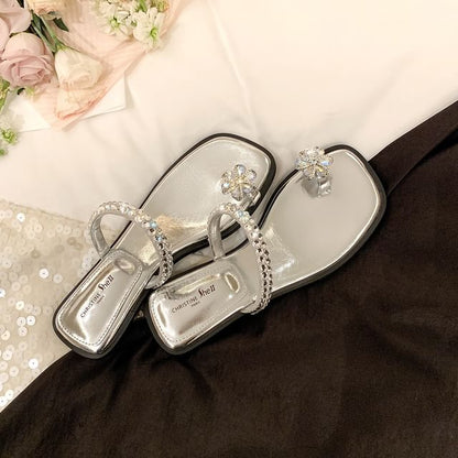 Sandals Flower Toe Rhinestone Loop