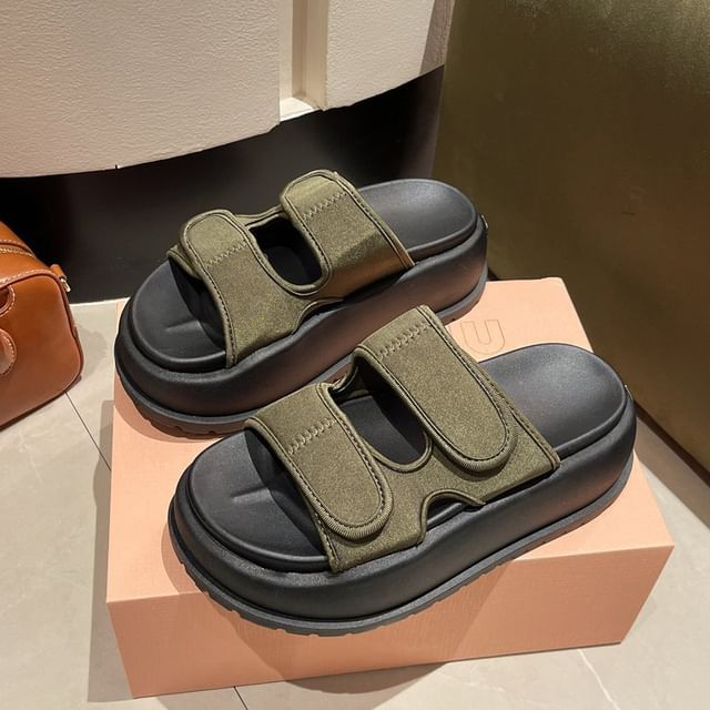 Platform Adhesive Strap Sandals