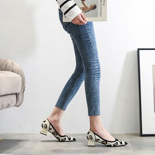 Pointed Pumps Heel Chunky Striped