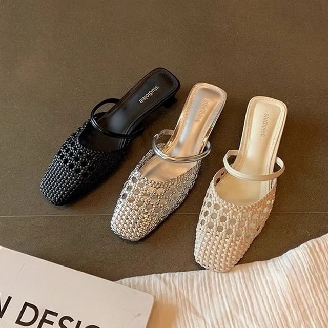 Square Mules Kitten Heel Toe