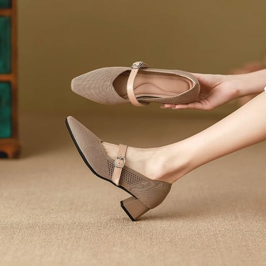 Heel Pumps Mary Toe Chunky Square Jane