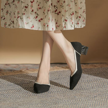 Heel Pointed Chunky Pumps