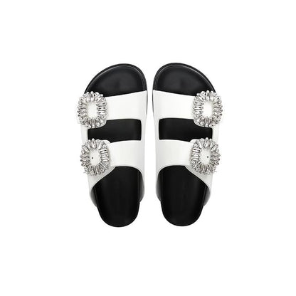 Buckled Sandals Rhinestone Slide