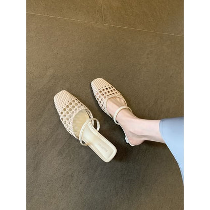 Square Mules Kitten Heel Toe