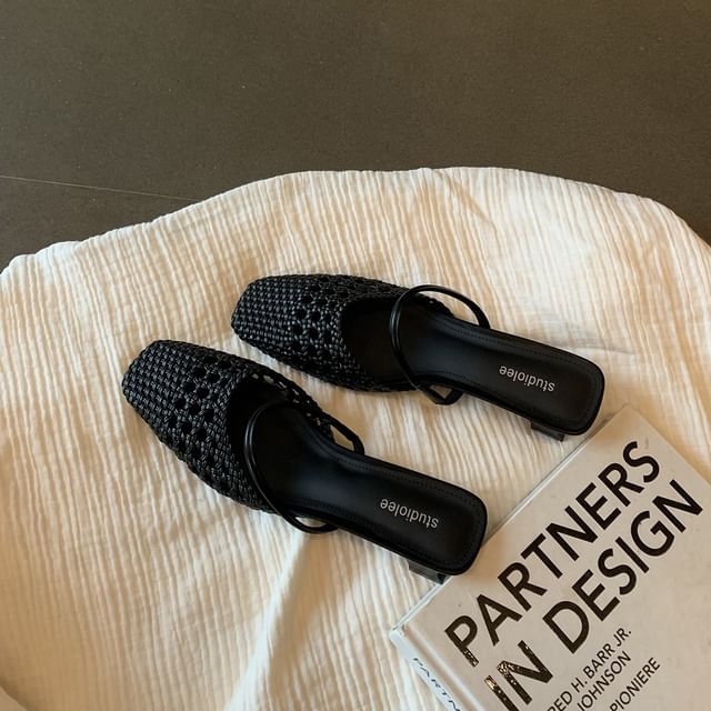 Square Mules Kitten Heel Toe