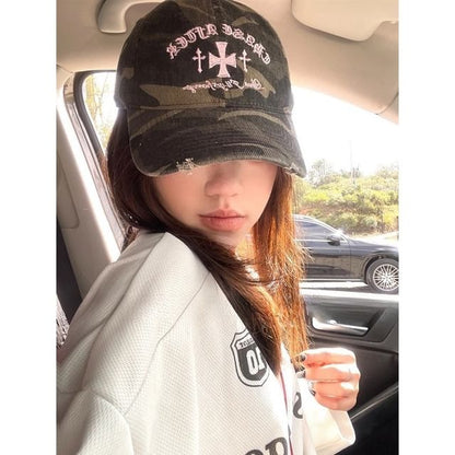 Baseball Embroidered Camouflage Cross Cap