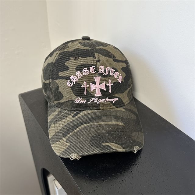 Baseball Embroidered Camouflage Cross Cap