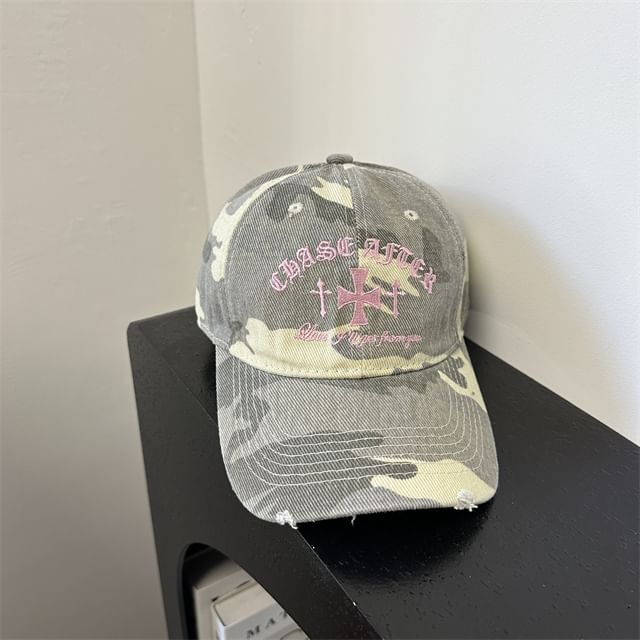 Baseball Embroidered Camouflage Cross Cap
