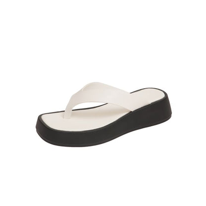 Leather Flip-Flops Faux Platform