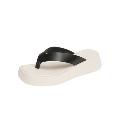 Leather Flip-Flops Faux Platform