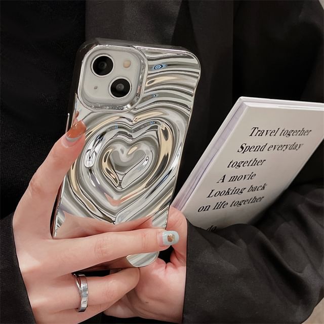 Metallic Heart Textured Phone Case