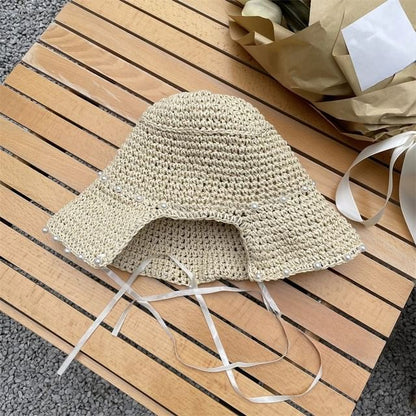 Hat Straw Cloche Lace-Up