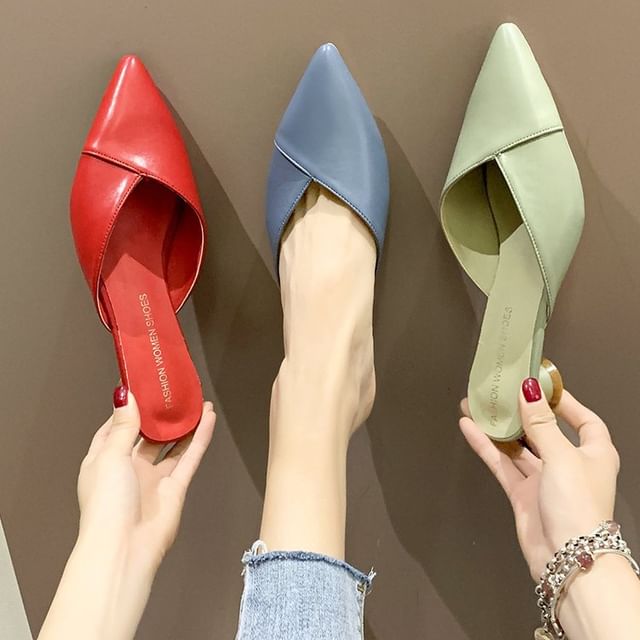 Kitten Pointed Heel Mules Toe