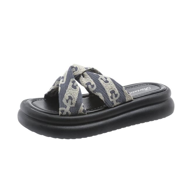 Platform Slide Knot Print Cross Sandals Criss