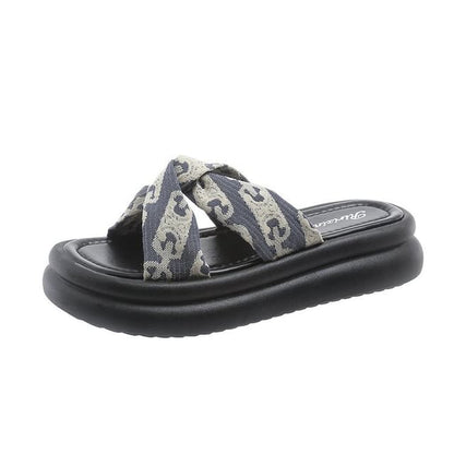 Platform Slide Knot Print Cross Sandals Criss