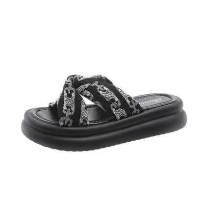 Platform Slide Knot Print Cross Sandals Criss