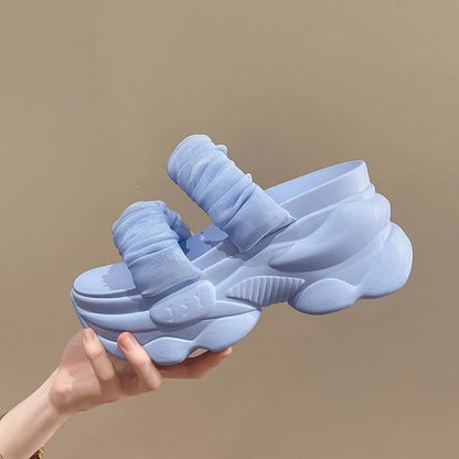 Sandals Plain Slide Ruched Platform Strap