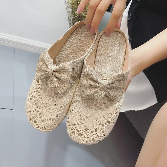 Cutout Mules Bow Toe Round