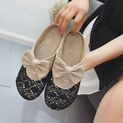 Cutout Mules Bow Toe Round