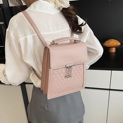 Backpack Plain Faux Flap Leather