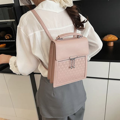 Backpack Plain Faux Flap Leather