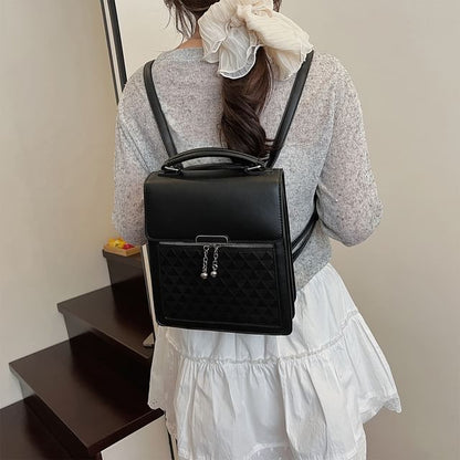 Backpack Plain Faux Flap Leather