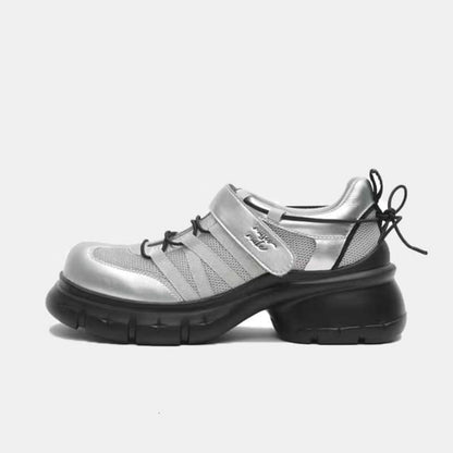 Heel Shoes Platform Lace-Up Chunky