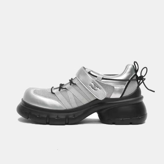 Heel Shoes Platform Lace-Up Chunky