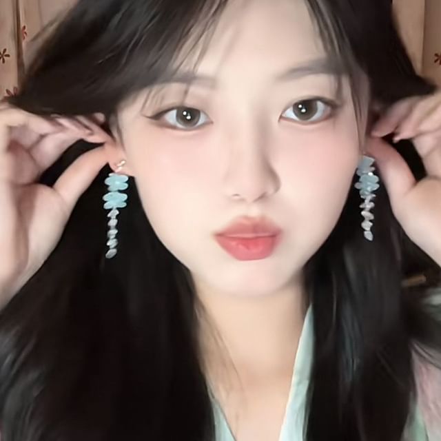 Bead Earring Dangle Alloy Floral