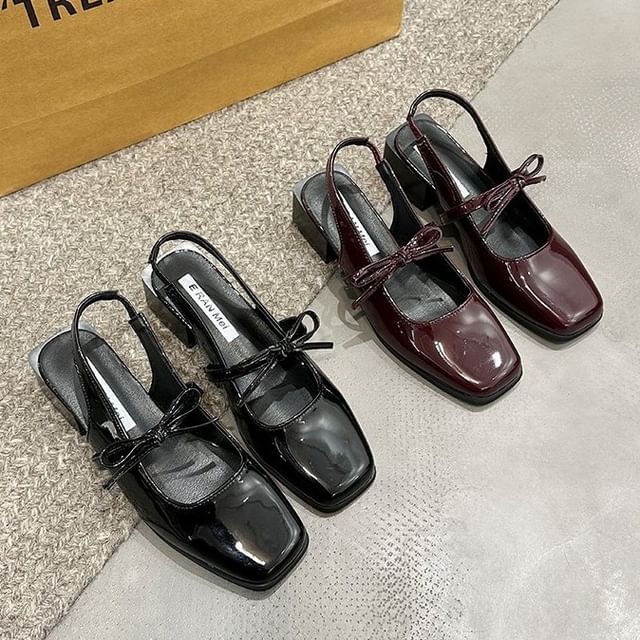 Mary Bow Slingback Pumps Jane Square Toe