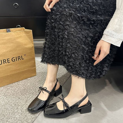 Mary Bow Slingback Pumps Jane Square Toe