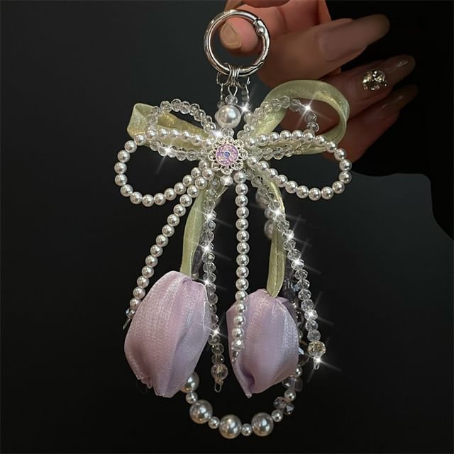 with Pad Faux Pearl Phone Lanyard