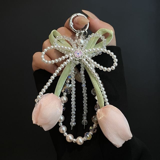 with Pad Faux Pearl Phone Lanyard