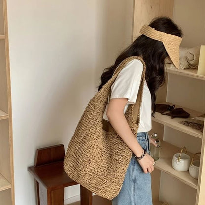 Plain Straw Tote Bag